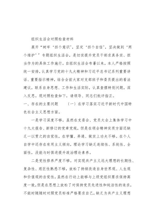组织生活会支部书记对照检查材料.doc