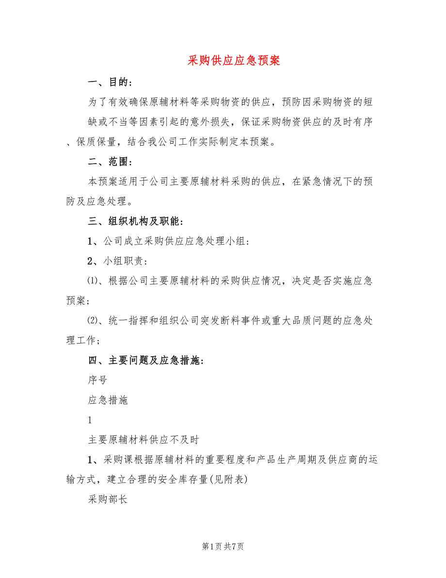 采购供应应急预案.doc_第1页