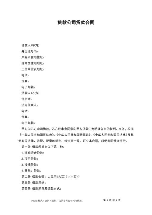 贷款公司贷款合同.docx