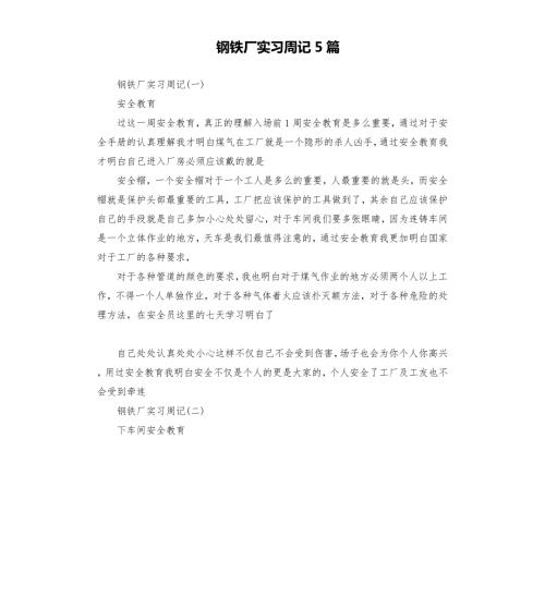 钢铁厂实习周记5篇.docx