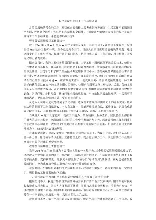程序员试用期转正工作总结四篇.docx