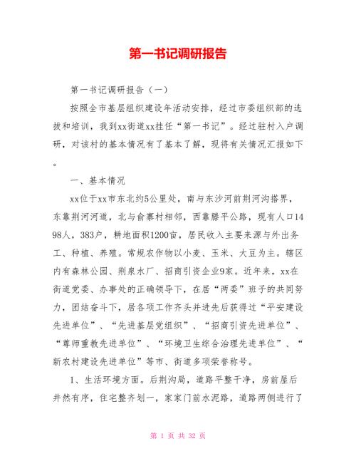 第一书记调研报告.doc