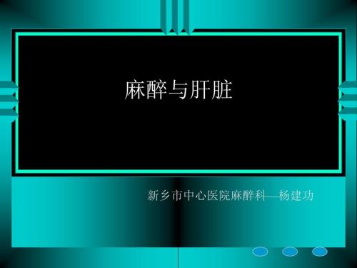麻醉与肝脏PPT课件.ppt