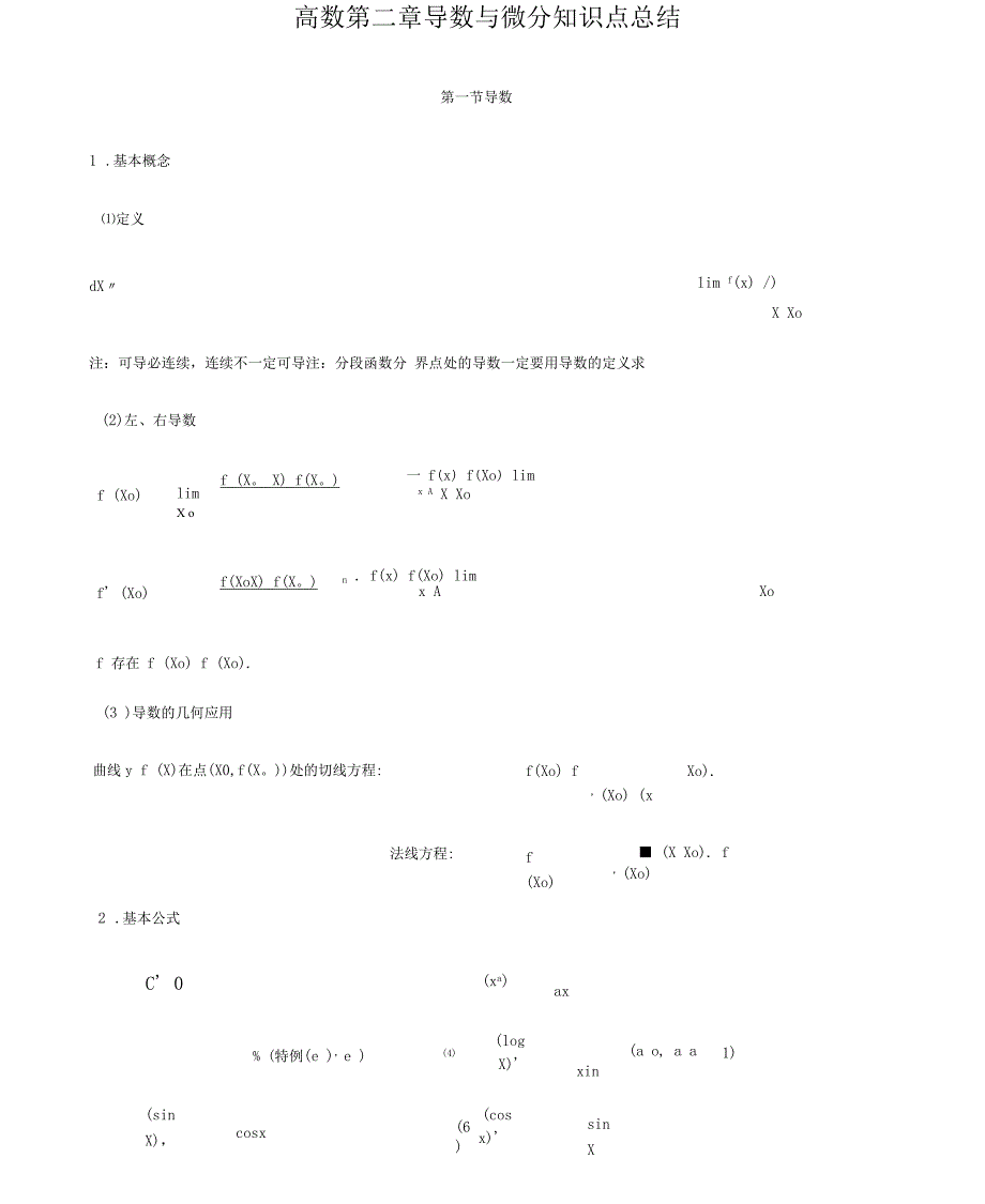 高数第二章导数与微分知识点与习题.docx_第1页