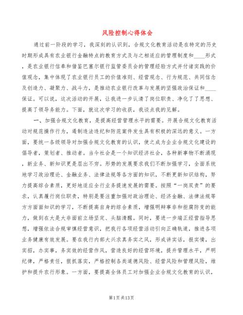 风险控制心得体会6篇.doc