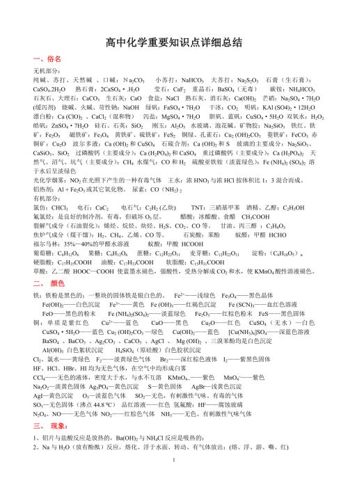 高中化学重要知识点详细总结经典.doc