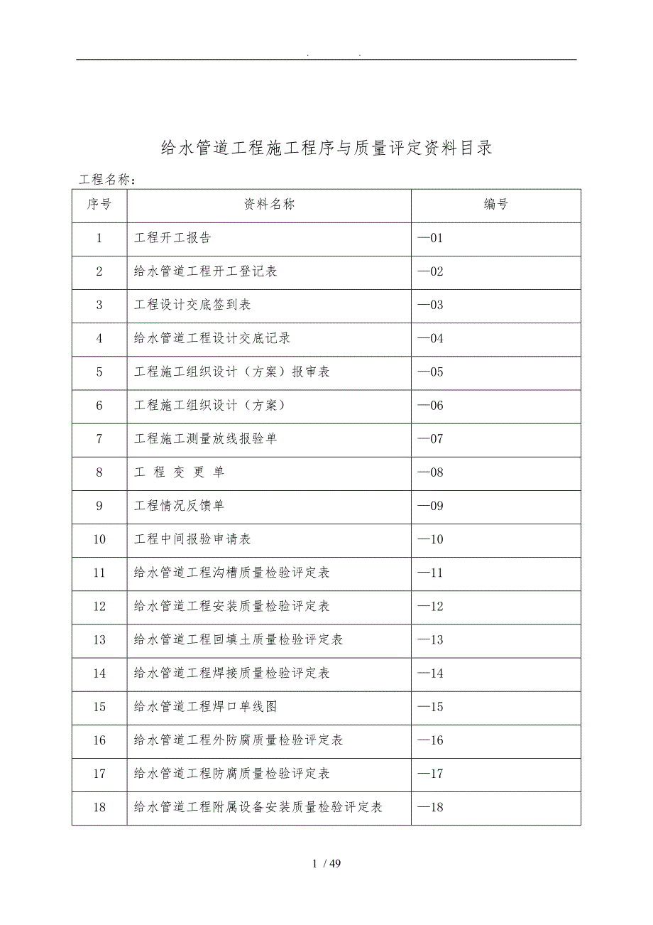 自来水内业资料表格模板.doc_第1页