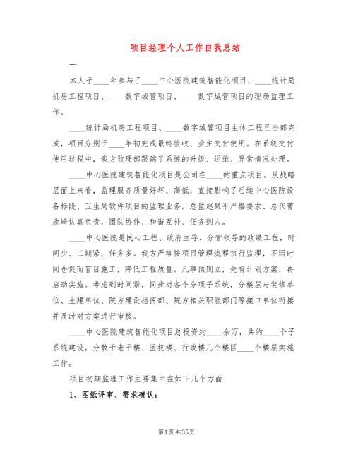 项目经理个人工作自我总结7篇.doc