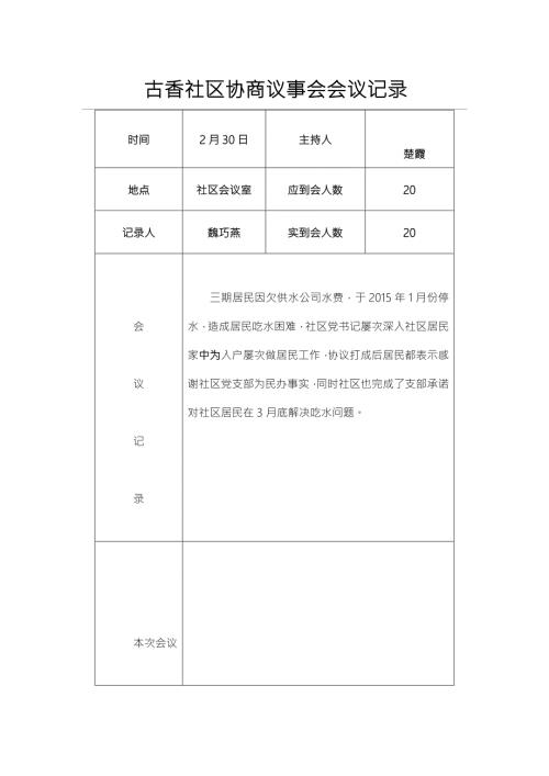 社区协商议事会会议登记表.doc