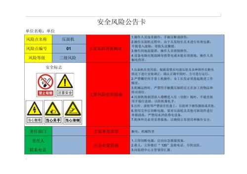 食堂设备安全风险点告知卡.doc