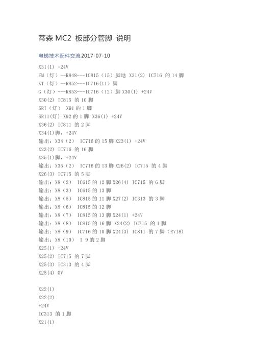 蒂森电梯板脚说明基本维修指示灯.docx