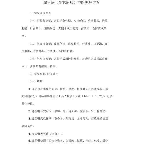 蛇串疮带状疱疹中医护理方案.docx