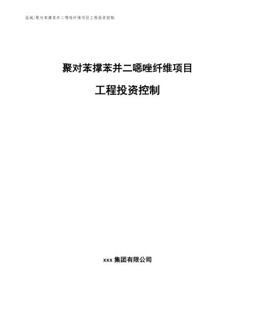 聚对苯撑苯并二噁唑纤维项目工程投资控制.docx