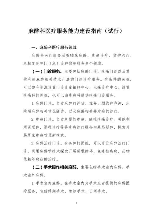 麻醉科医疗服务能力建设指南试行.docx
