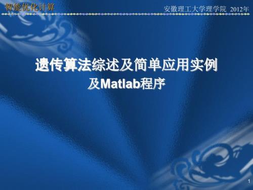 遗传算法综述及简单应用实例Matlab程序.ppt