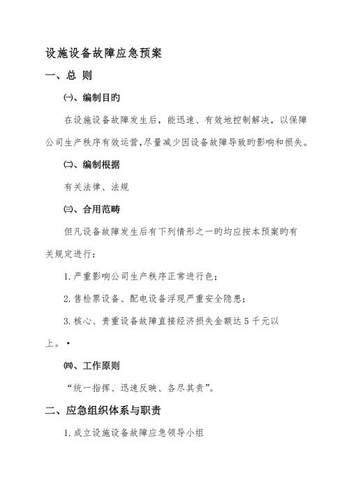 设施设备故障应急预案.doc