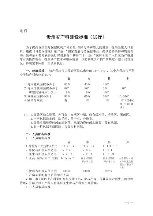 贵州省产科建设标准试行.doc
