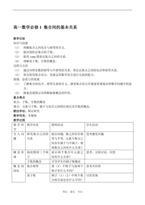 高一数学必修1集合间的基本关系.doc