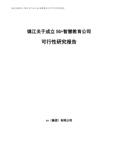 镇江关于成立5G智慧教育公司可行性研究报告范文.docx