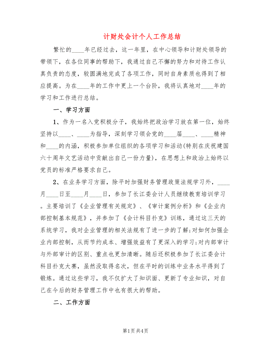计财处会计个人工作总结.doc_第1页