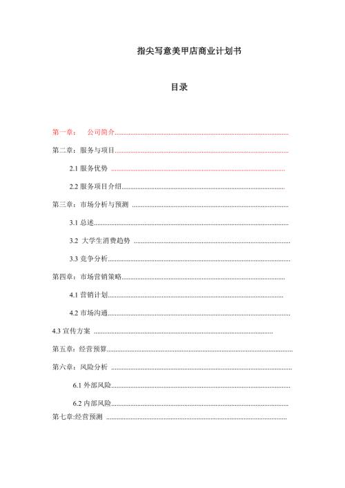 美甲店项目商业计划书.doc