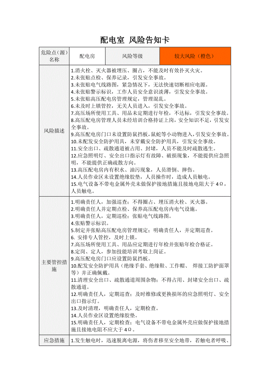 风险告知卡配电室.docx_第1页