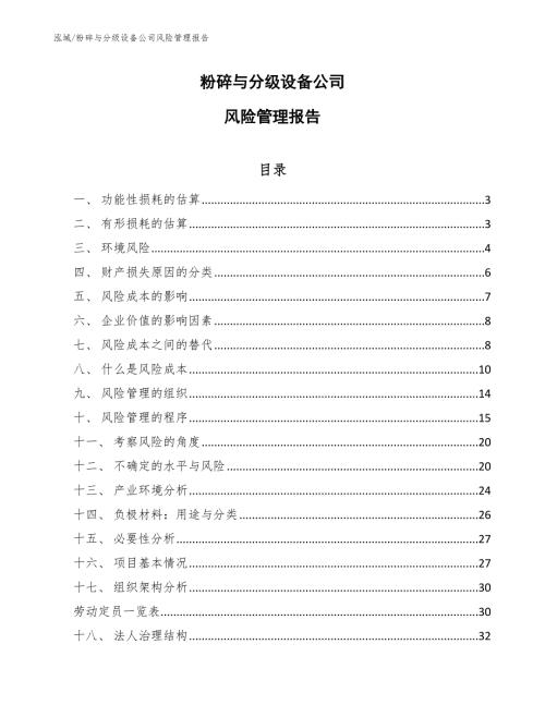 粉碎与分级设备公司风险管理报告.docx