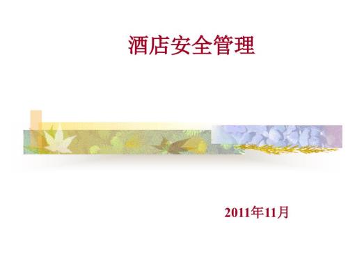 酒店安全管理PPT课件.ppt