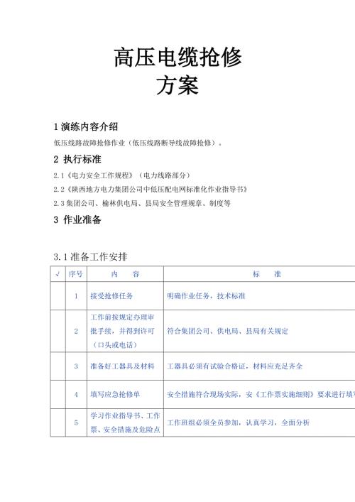 高压电缆抢修方案.doc