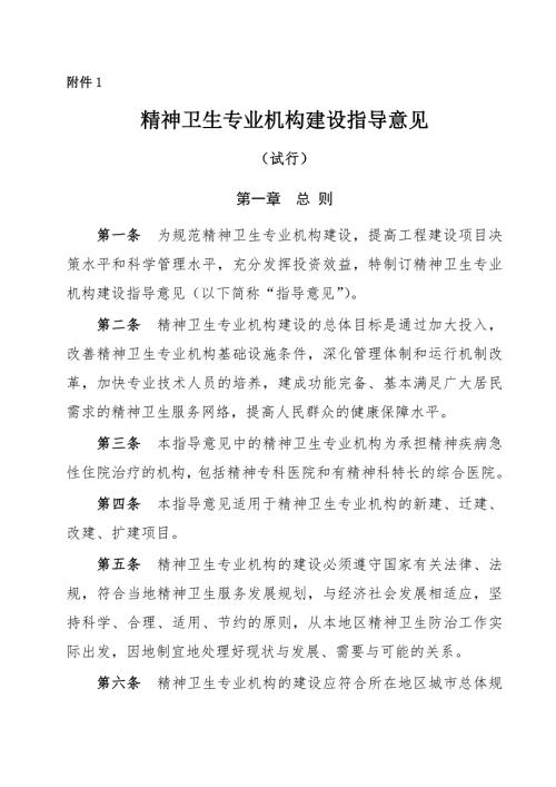 精神卫生专业机构建设指导意见.doc
