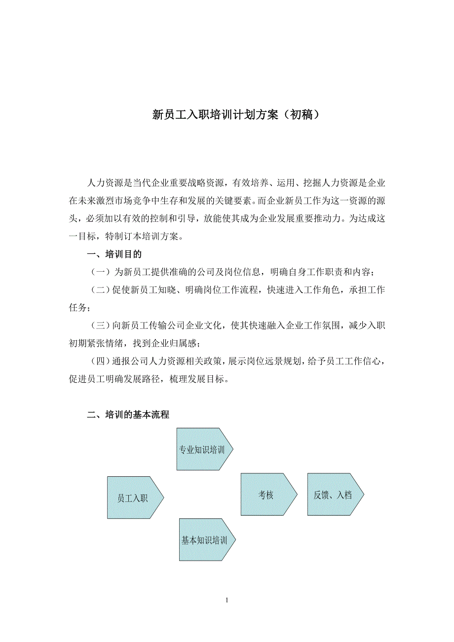 精编新员工入职培训计划方案.doc_第1页