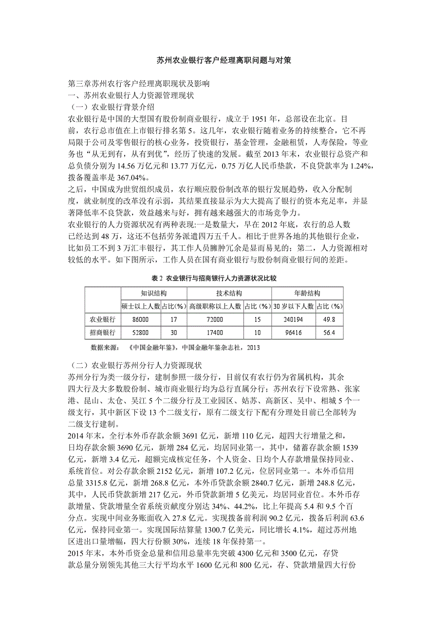 苏州农业银行客户经理离职问题与对策.doc_第1页