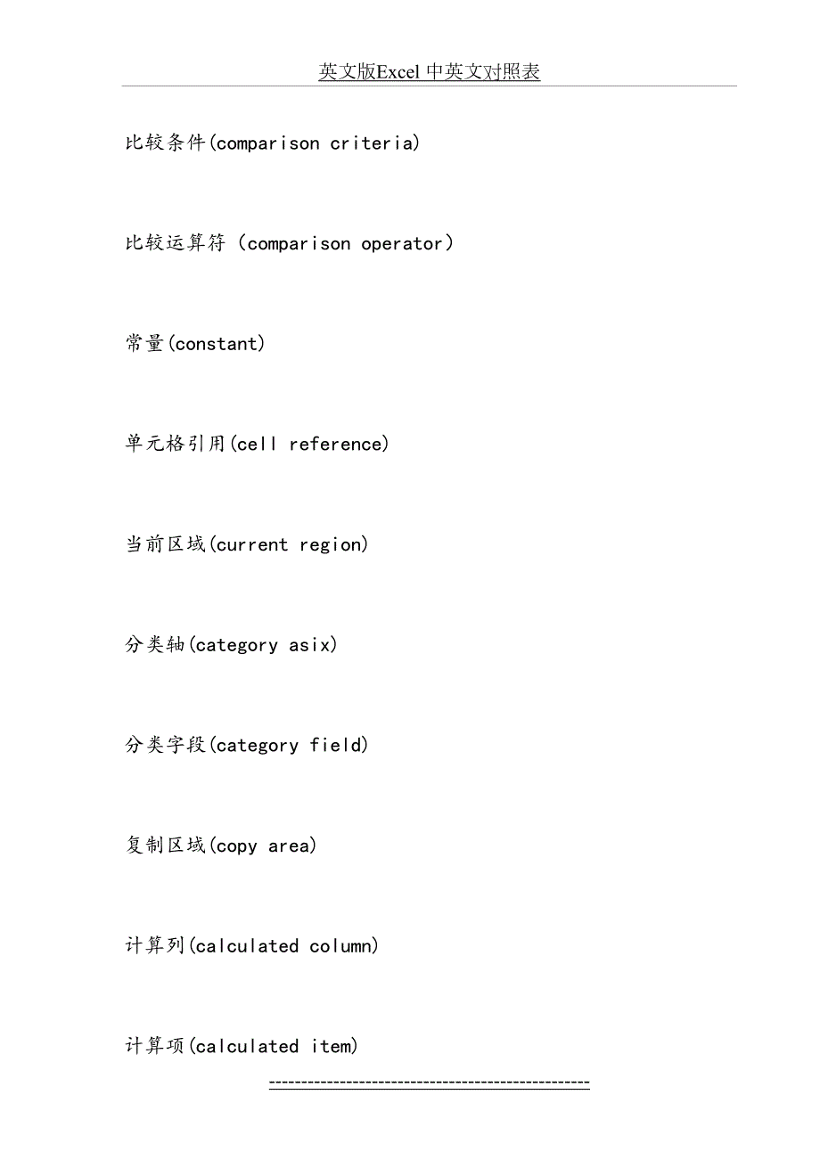 英文版Excel中英文对照表.doc_第3页
