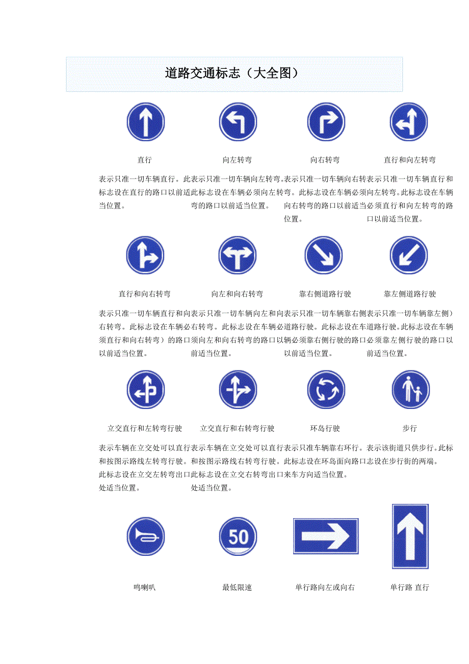 道路交通标志大全图带解释.docx_第1页