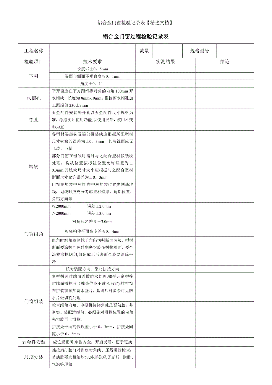 铝合金门窗检验记录表精选文档.doc_第2页
