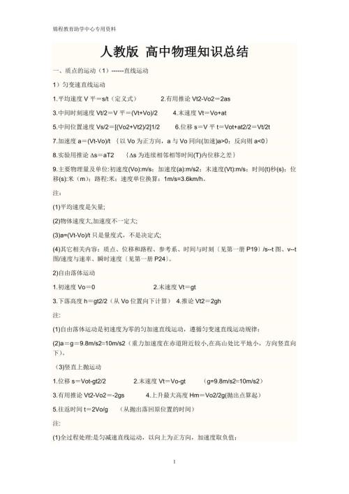 高三物理知识点总结全最新精编.doc