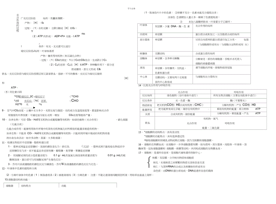 细胞的能量供应和利用知识总结.doc_第3页