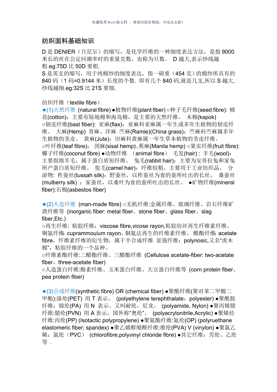 纺织知识大全Word版.doc_第1页