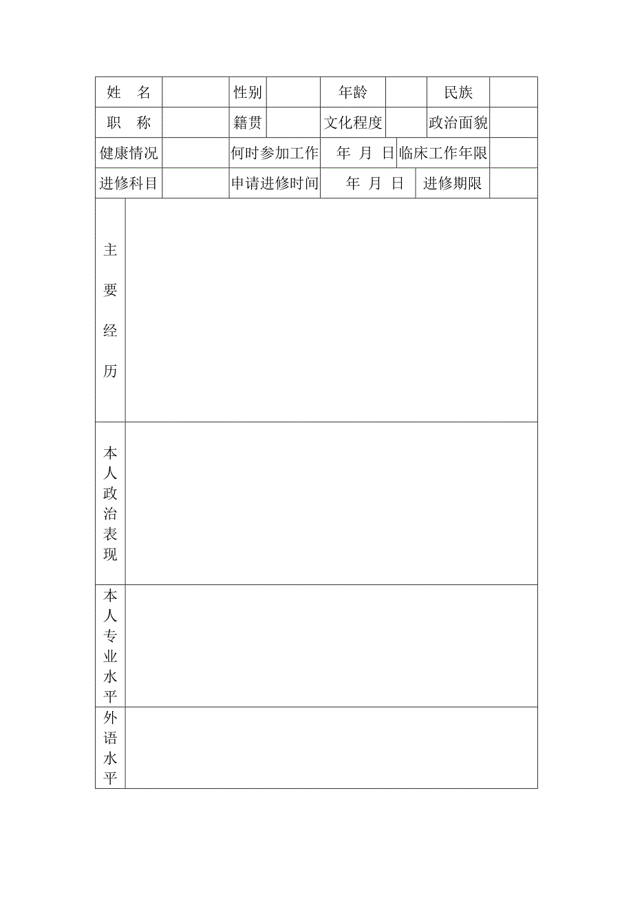 赣医一附院护理人员进修申请表doc赣南医学院第一附属医院.doc_第2页