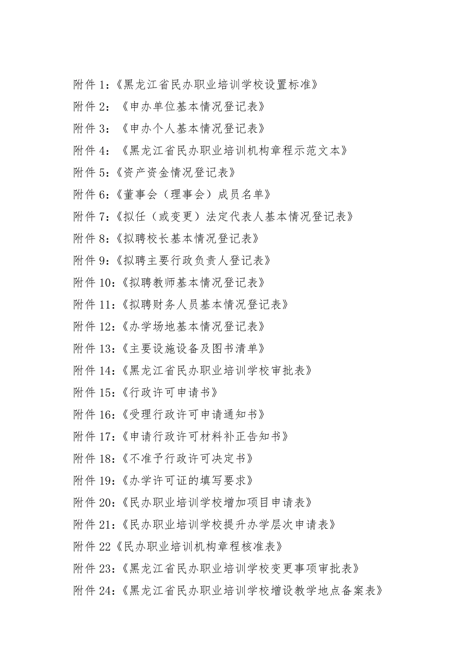 附件1黑龙江省民办职业培训学校设置标准.doc_第1页