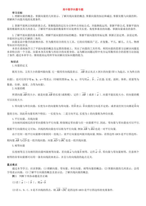 高中数学向量专题概念例题.doc
