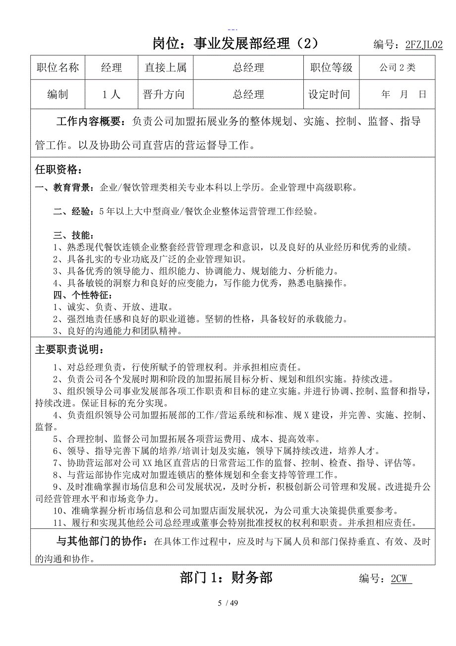 餐饮连锁公司组织结构和职责说明.doc_第3页