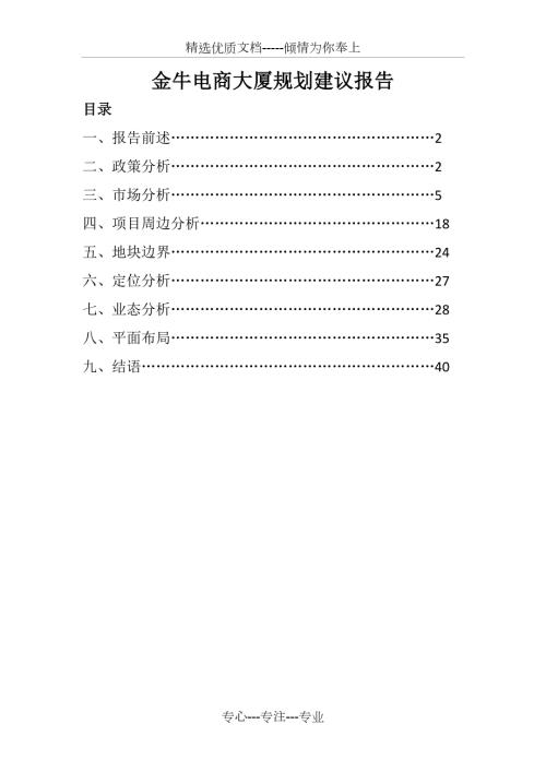 金牛电商大厦规划建议报告.docx