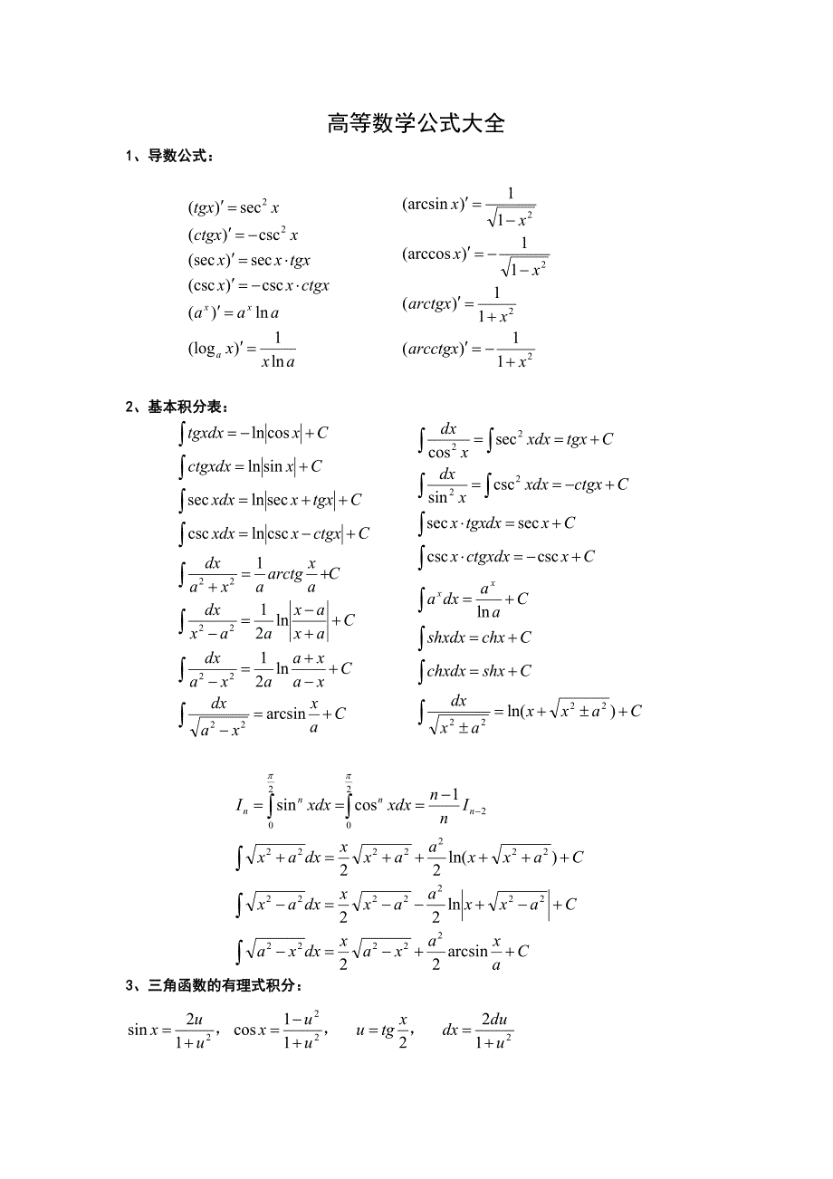 高等数学公式大全几乎包含了所有.doc_第1页