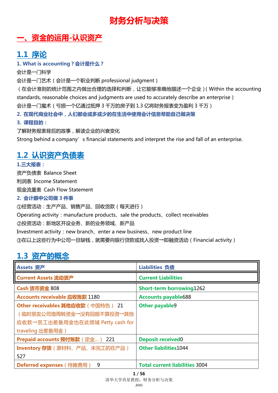 肖星财务分析与决策课堂笔记.docx_第1页