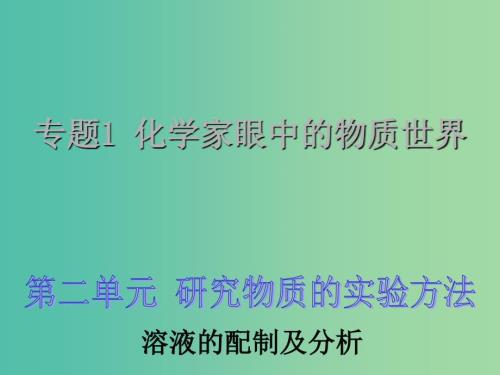 高中化学1.2.3溶液的配制及分析课件苏教版必修1.ppt
