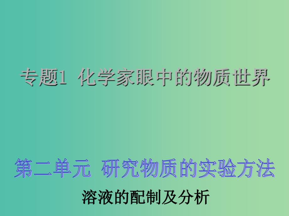 高中化学1.2.3溶液的配制及分析课件苏教版必修1.ppt_第1页