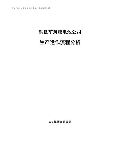 钙钛矿薄膜电池公司生产运作流程分析范文.docx