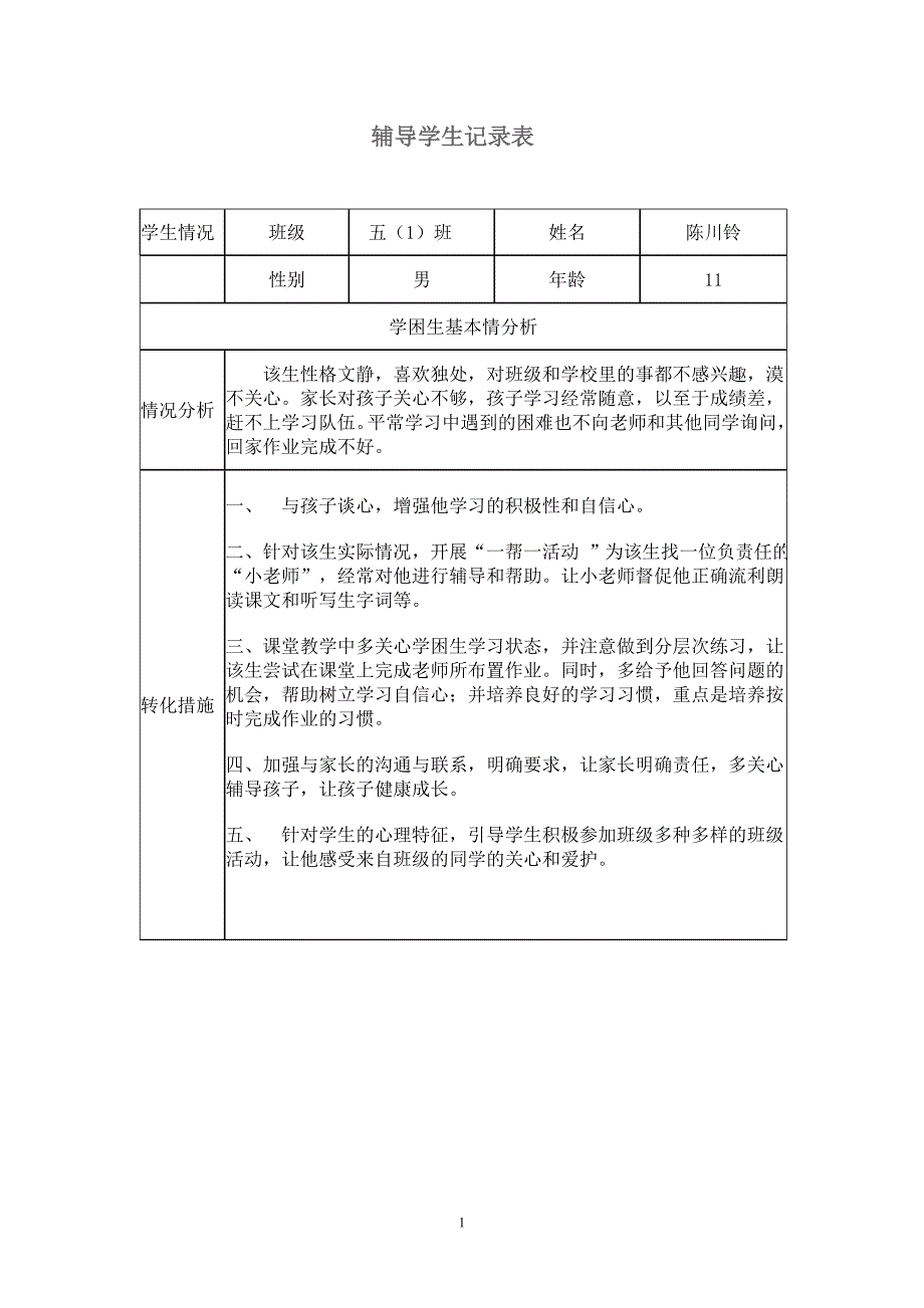 辅导学生记录表.doc_第1页