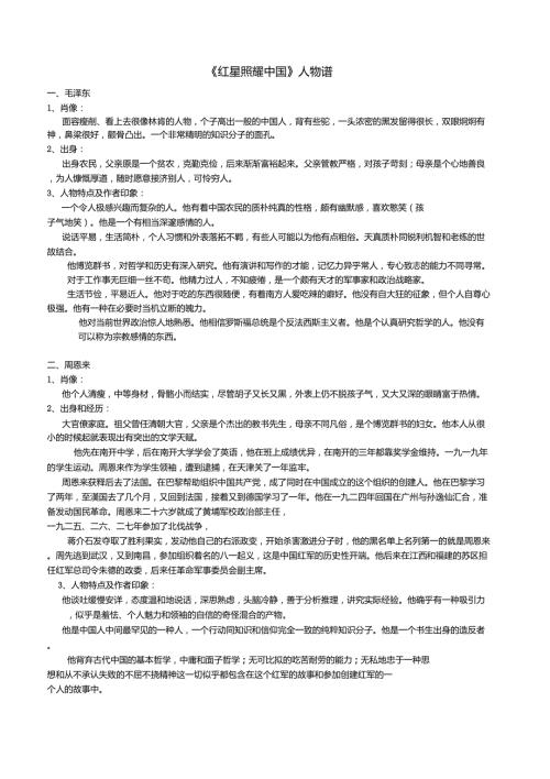 红星照耀中国人物谱.doc